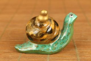Chinese Old Porcelain Hand Painted Snail Statue Snuff Bottle Noble Decoration