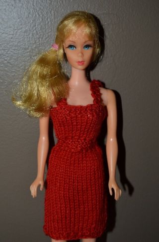 Vintage Barbie - Blonde Talking Barbie Head On Tnt Body In Red Knit Dress - Tlc