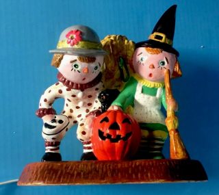 Vintage Provincial Ceramic Mold Raggedy Ann And Andy Hand Painted Lamp Halloween
