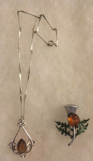 Antique Vtg Celtic Design Brooch/pendant With Chain