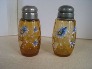 ONE Honey Comb Amber Mt Washington Type Shaker Hand Painted 2 Piece Period Lid 6