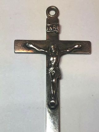 Vintage Antique Sterling Silver Crucifix Cross Pendant 2.  7g 2