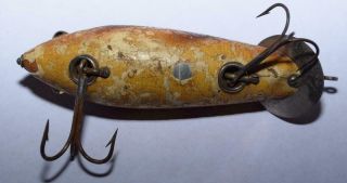 Vtg.  Heddon Dowagiac CRAB WIGGLER Wood FISHING LURE - 3 3/4 
