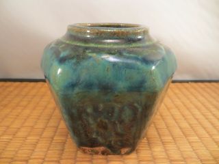 Antique Chinese Shiwan Ceramic Ginger Jar Green Blue Glaze Urn Vase China