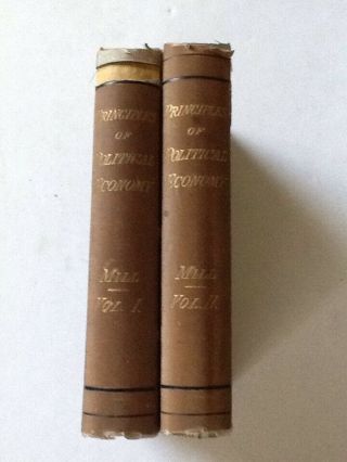 1877 Antique Book Principles Of Political Economy 2 Vol Set By John Stuart Mill