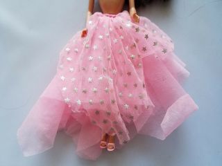 Vintage Barbie Skirt Pink Stars Chiffon Princess With Matching Shoes