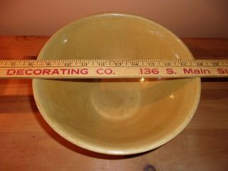 Antique Yelloware Stoneware Mixing Bowl With White Stripes 10 "
