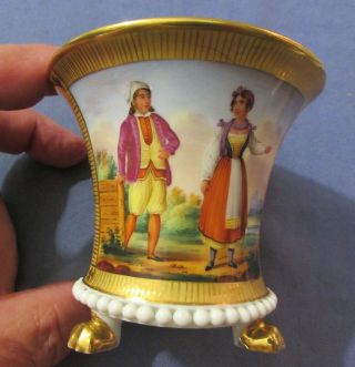 Antique Old Paris Hand Painted Gilt Porcelain Footed Cup