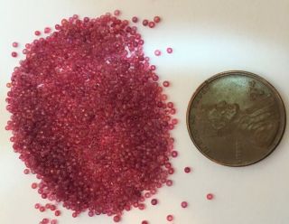 Pre - 1900 Antique Micro Seed Beads - 17/0 Antique Rose Raspberry Pink - 3.  3g Bags