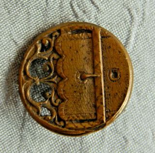 Antique Vintage Buckle Picture Button Brass Open Victorian 08 - A