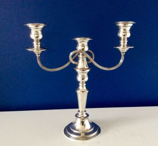 Large 12” Late 19th Century Silver On Copper 3 Light Candelabra C1890