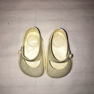 Vintage Fairyland Toy Product White Doll Shoes 2 " Long No.  3 U.  S.  A.  Dolls Shoes
