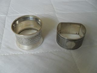 2 Antique Solid Silver Napkin Rings Hallmarked Birmingham 1927 And 1932