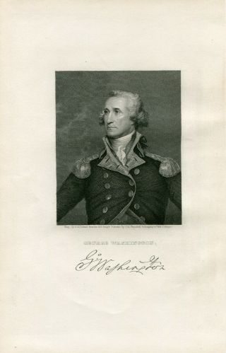 1868 Steel Plate Engraving General George Washington Portrait Nat Art Gallery
