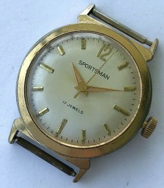 Vintage Sportmans Swiss Hand Winding Mens Watch With C Shaped Lugs