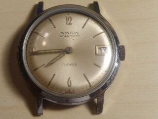 Vintage Winton Calendar Watch Made In France - 17 Jewels - Waterproof - Runs