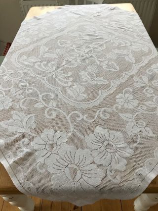 Pretty Vintage White Cotton Lace Tablecloth