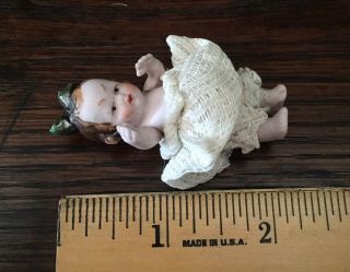 Antique Vintage Small Miniature Bisque Baby Doll - circa 2” tall - Jointed Arms 5