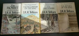 Vintage 1979 Hobbit And The Lord Of The Rings Paperback Gold Foil Boxed Set