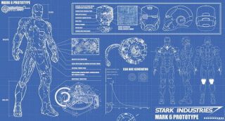 005 Blueprint - Iron Man Armor Mark Vi Poster 44 " X24 " Poster