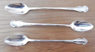3 X Vintage King Edward National Silver Co Parfait Spoons `holiday Pattern 1951`
