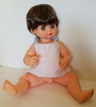 Vintage Vinyl Ratti Sexed Boy Doll Made In Italy Sleep Blue Eyes