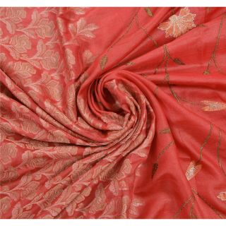 Tcw Vintage Saree 100 Pure Silk Embroidered Red Woven Craft Soft Fabric Sari 5