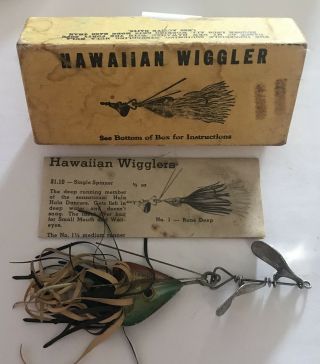 Vintage Arbogast Hawaiian Wiggler Fishing Lure W/ Box& Paperwork