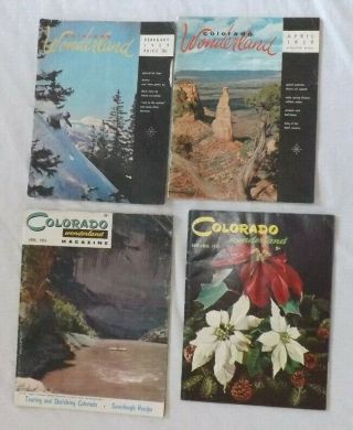 4 Vintage Colorado Wonderland Magazines April 1954 Christmas 1955 Feb & Apr 1959