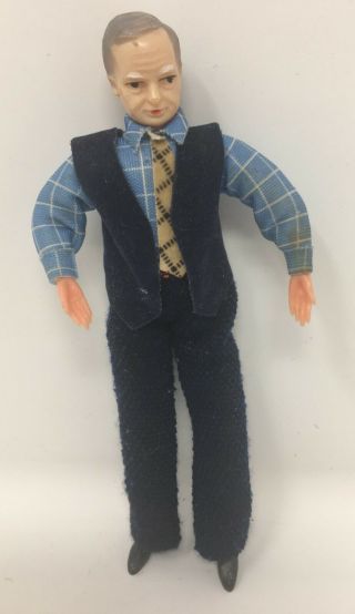 Vintage Miniature Dollhouse Doll Germany Caco Shackman Man Dad W/ Tie & Vest