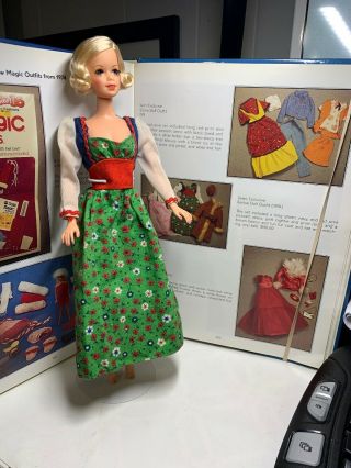 Vintage Barbie Sears Exclusive Long Green & Red Print Dress 1974
