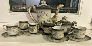 Antique Japanese China Coffee/tea Set Dragon Pattern