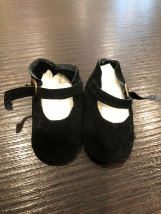 Vintage Doll Shoes 2 1/2” Black Velvet Madame Alexander Composition Doll