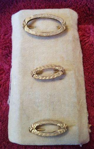 Antique Gold Pins Brooch Set Of 3 Unmarked Very Old