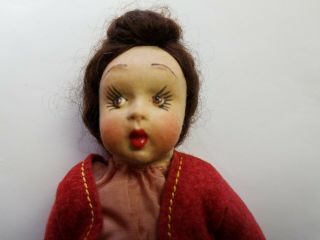 Vintage Felt Italian Fiori Doll Googly Eyed Doll Lenci Style Very Good.