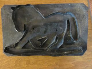 Antique Primitive Large Tin Rocking Horse Cookie Cutter With Handle 10 " X 6 "