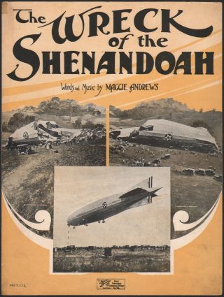1925 Aviation Disaster Vintage Sheet Music Wreck Of The Shenandoah Crashed Blimp