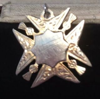 Antique Sterling Silver Etched Scottish Thistle Watch Fob