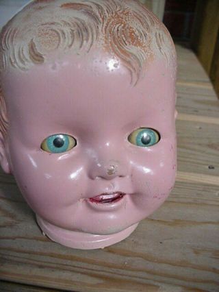 Vintage Composition Baby Doll Head - Blue Sleep Eyes