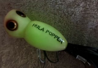 Fishing Lure Fred Arbogast Hula Popper In Luminous Glow Tackle Box Crank Bait