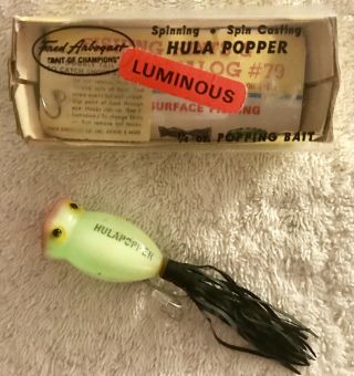 Fishing Lure Fred Arbogast 1/4oz Hula Popper In Luminous Glow Tackle Box Bait