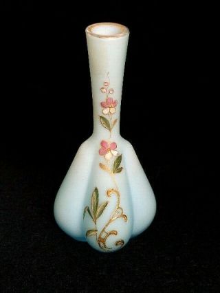 19c Antique American Victorian Blue Satin Cased Art Glass Miniature Vase