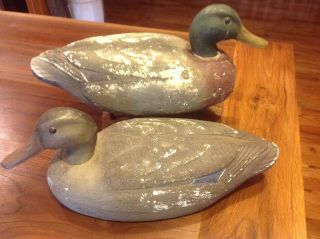 Vintage Herters Mallard Pair Duck Decoys