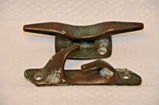 Antique Bras Or Copper Boat Skene Line Chock Rope Cleat Marine Set 5 "