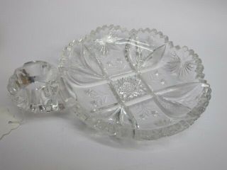 American Brilliant Period Cut Glass Butterfly Nappie Abp Antique