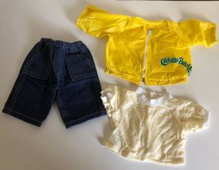 Vintage Cabbage Patch Kids Yellow Windbreaker Jacket Jeans Shirt Fits 16” Doll