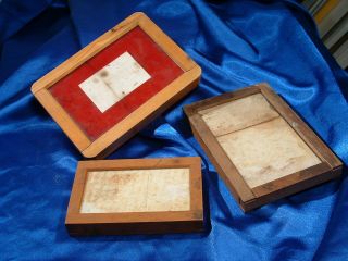 3 Antique Wooden Contact Frames