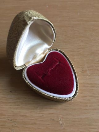 Antique Heart Shaped Ring Box Velvet Lined