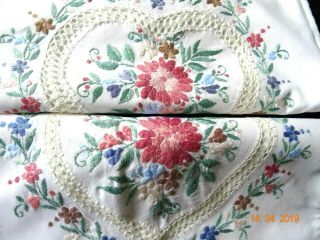 Pale Cream Embroidered Cushion Covers Lace Edge Heart Centres