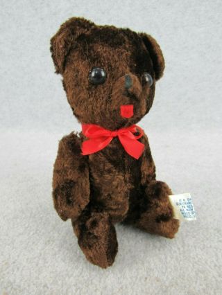 7 " Vintage Dakin Jointed Teddy Bear Made In Poland Chocolate Brown Color W Tag
